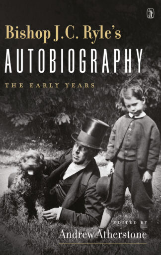 A black and white vintage photo of a man in a top hat with two children and a dog, illustrating early years, from Bishop J.C. Ryle's autobiography.